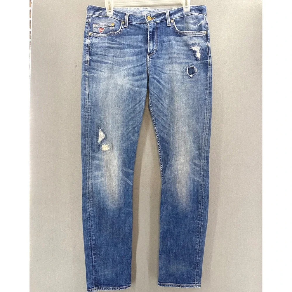 Visible Mending Kintsugi &Denim Boyfriend Style Jeans Distressed 28/32